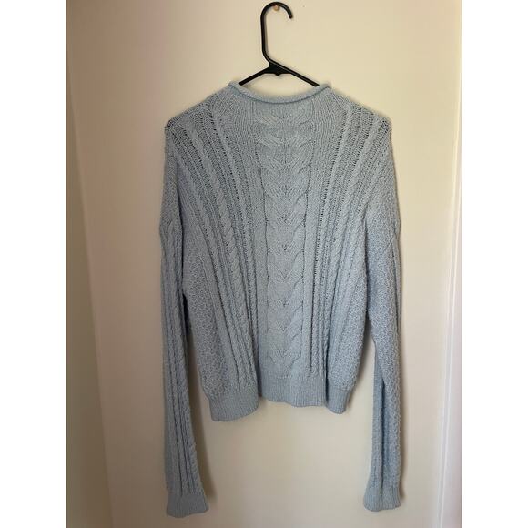 J.Crew Cable Knit Sweater Blue Crewneck Women’s M Lightweight - Picture 4 of 4